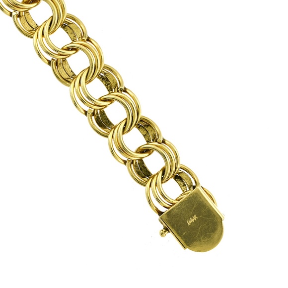 8" Ladies 14K Yellow Gold Circle Link Bracelet - Picture 4 of 4